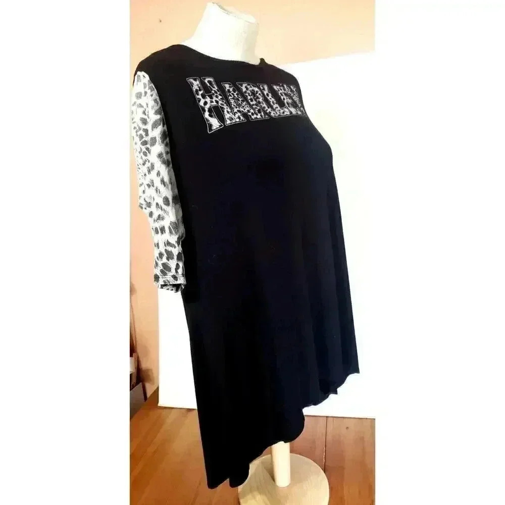 SOLD Harley Davidson shirtdress bathing suit cover nightgown womens 2XL cheetah